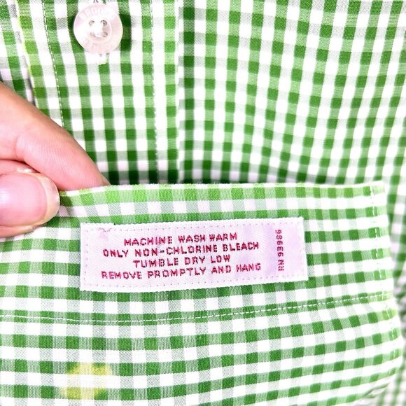 Brooks Brothers 1818 Men’s Button Down Dress Shirt Size Medium Green Logo - Picture 5 of 16